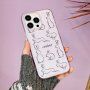 Husă transparentă mată cu model iepuri abstracți pentru iPhone 13 Pro Max - violet