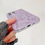 Husă transparentă mată cu model iepuri abstracți pentru iPhone 13 Pro Max - violet