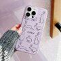 Husă transparentă mată cu model iepuri abstracți pentru iPhone 12 Pro Max - violet