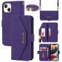 Carcasă flip cu chingă în stilul unei agende pentru iPhone 14 Plus - violet