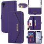 Carcasă flip cu chingă în stilul unei agende pentru iPhone XR - violet