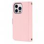 Carcasă flip cu chingă în stilul unei agende pentru iPhone 14 Pro - roz