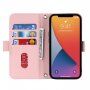 Carcasă flip cu chingă în stilul unei agende pentru iPhone 12 / 12 Pro - roz
