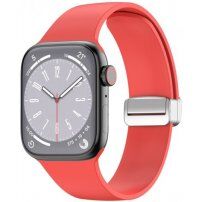 Curea din silicon cu închidere metalică și magnetică pentru Apple Watch 42mm / 41mm / 40mm / 38mm - roșu