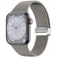 Curea din silicon cu închidere metalică și magnetică pentru Apple Watch 42mm / 41mm / 40mm / 38mm - gri