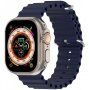 Curea oceanică din silicon pentru Apple Watch Ultra 49mm / 46mm / 45mm / 44mm / 42mm - albastru închis