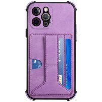 Husă cu buzunar carduri și suport pentru iPhone 12 Pro - violet