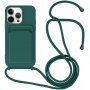 Husă din silicon cu șnur și buzunar de carduri pentru iPhone 14 Pro - petrol