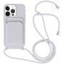 Husă din silicon cu șnur și buzunar de carduri pentru iPhone 14 Pro - gri