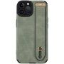 Husă din piele cu buclă de mână pentru iPhone 13 Pro - măslinie