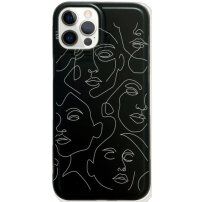 Husă mată cu model abstract pentru iPhone 12 Pro Max - negru