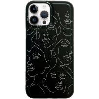 Husă mată cu model abstract pentru iPhone 13 Pro Max - negru