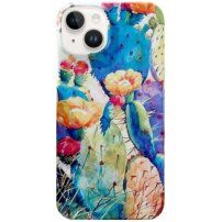 Husă lucioasă cu model pictat pentru iPhone 14 - cactuși