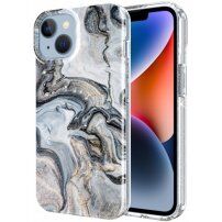 Husă cu sclipici din marmură pentru iPhone 13 - albastru deschis