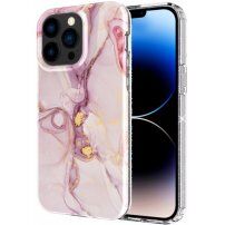 Husă cu sclipici din marmură pentru iPhone 13 Pro - roz