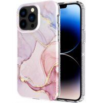 Husă cu sclipici din marmură pentru iPhone 13 Pro - roz deschis