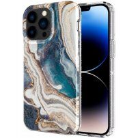 Husă cu sclipici din marmură pentru iPhone 13 Pro Max - turcoaz auriu