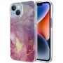 Husă cu sclipici din marmură pentru iPhone 14 Plus - roz mov