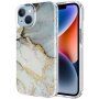 Husă cu sclipici din marmură pentru iPhone 14 Plus - gri auriu