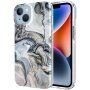 Husă cu sclipici din marmură pentru iPhone 14 Plus - albastru deschis