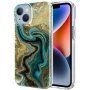 Husă cu sclipici din marmură pentru iPhone 14 Plus - petrol