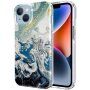 Husă cu sclipici din marmură pentru iPhone 14 Plus - albastru închis