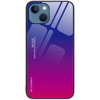 Carcasă cu partea din spate din sticlă pentru iPhone 14 - albastru-fucsia