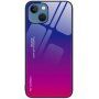 Carcasă cu partea din spate din sticlă pentru iPhone 14 Plus - albastru-fucsia
