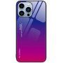 Carcasă cu partea din spate din sticlă pentru iPhone 14 Pro - albastru-fucsia