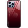 Carcasă cu partea din spate din sticlă pentru iPhone 14 Pro - roșu-negru