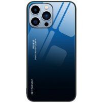 Carcasă cu partea din spate din sticlă pentru iPhone 14 Pro Max - albastru-negru