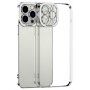 Carcasă transparentă cu margine metalizată pentru iPhone 14 Plus - argintiu