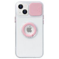 Curea magnetică din piele cu detalii metalice pentru iPhone 14 Plus - roz