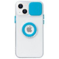 Curea magnetică din piele cu detalii metalice pentru iPhone 14 Plus - albastru