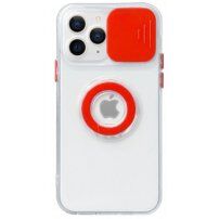 Curea magnetică din piele cu detalii metalice pentru iPhone 14 Pro - roșu