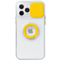 Curea magnetică din piele cu detalii metalice pentru iPhone 14 Pro Max - galben