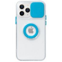 Curea magnetică din piele cu detalii metalice pentru iPhone 14 Pro Max - albastru