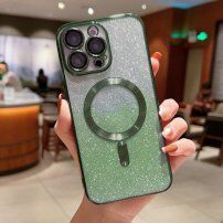 Husă sclipitoare cu cadru metalizat și MagSafe pentru iPhone 12 - verde
