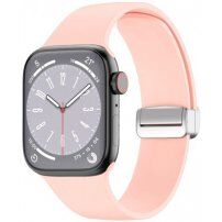 Curea din silicon cu închidere metalică și magnetică pentru Apple Watch 42mm / 41mm / 40mm / 38mm - roz