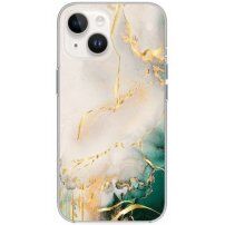 Husă din marmură lucioasă pentru iPhone 13 - bej verde