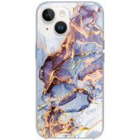 Husă din marmură lucioasă pentru iPhone 13 - albastru