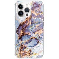 Husă din marmură lucioasă pentru iPhone 13 Pro Max - albastru