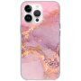 Husă din marmură lucioasă pentru iPhone 13 Pro Max - roz mov