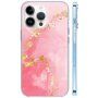 Husă din marmură lucioasă pentru iPhone 13 Pro Max - roz