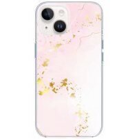 Husă din marmură lucioasă pentru iPhone 14 - roz deschis
