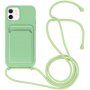 Husă din silicon cu șnur și buzunar de carduri pentru iPhone 11 - verde
