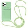 Husă din silicon cu șnur și buzunar de carduri pentru iPhone 12 Pro Max - verde