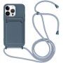 Husă din silicon cu șnur și buzunar de carduri pentru iPhone 14 Pro - albastru