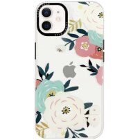 Husă transparentă lucioasă cu model pentru iPhone 12 / 12 Pro - flori
