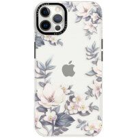 Husă transparentă lucioasă cu model pentru iPhone 12 Pro Max - flori de magnolie